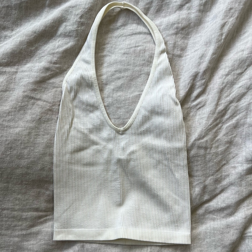 Urban Outfitters Ribbed Halter Top - White